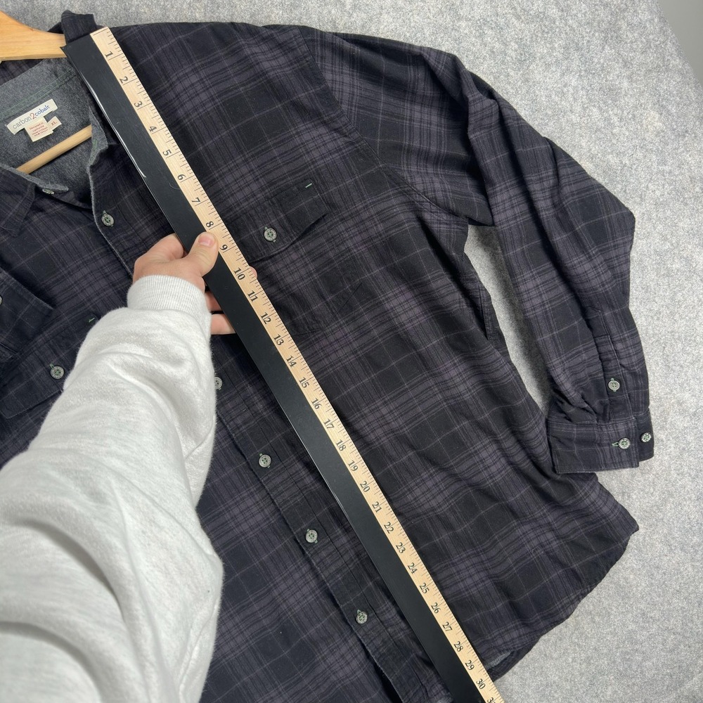 Carbon 2 Cobalt Shirt Mens XL Black Plaid Lined Flannel Long Sleeve Button Front - Picture 5 of 16